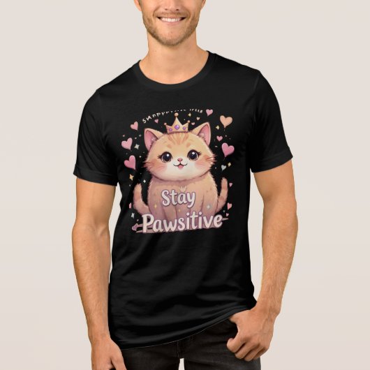 "Adorable Kawaii Cat T-Shirt – Cute Pastel Aesthet Tri-Blend Shirt (Vorderseite)