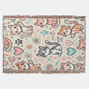 Adorable Kawaii Cats Throw Blanket - Gemütlich und Decke