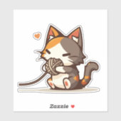 Adorable Kawaii Chibi Calico Katze Spielen mit dem Aufkleber (Blatt)