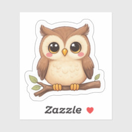 Adorable Kawaii Chibi Owl  Aufkleber