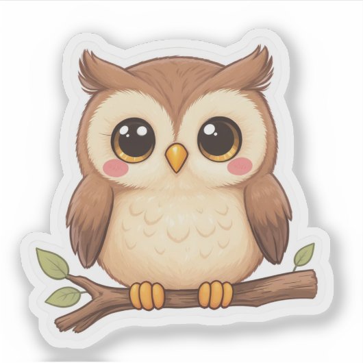 Adorable Kawaii Chibi Owl Aufkleber (Vorderseite)