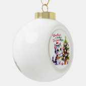 Adorable Kawaii Christmas Cat Personalized Holiday Keramik Kugel-Ornament (Links)