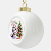 Adorable Kawaii Christmas Cat Personalized Holiday Keramik Kugel-Ornament (Rechts)