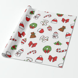 Adorable Kawaii Christmas Holiday Pattern Gift Geschenkpapier