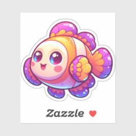 Adorable Kawaii Clownfish mit hellen Farben Aufkleber