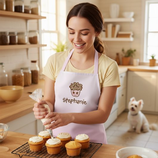 Adorable Kawaii Cupcake w/ Name Pink Küche Schürze