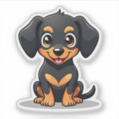 Adorable Kawaii-Dackel, Big, Helle Eyes, Small Aufkleber (Vorderseite)