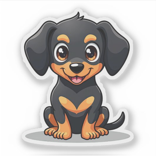 Adorable Kawaii-Dackel, Big, Helle Eyes, Small Aufkleber (Vorderseite)