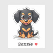 Adorable Kawaii-Dackel, Big, Helle Eyes, Small Aufkleber (Blatt)