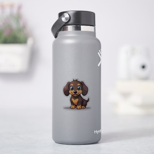 Adorable Kawaii Dackel Welpenaufkleber Aufkleber (HydroFlask)