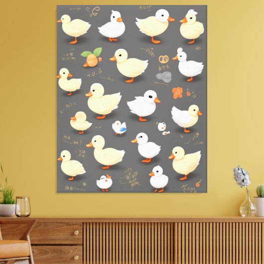 Adorable Kawaii Duck: Mehrere Vector Designs Leinwanddruck (Insitu (Wohnzimmer))