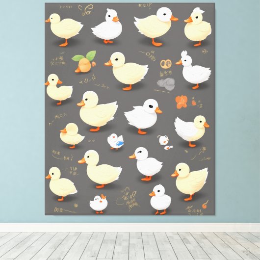 Adorable Kawaii Duck: Mehrere Vector Designs Leinwanddruck (Insitu (Holzboden))