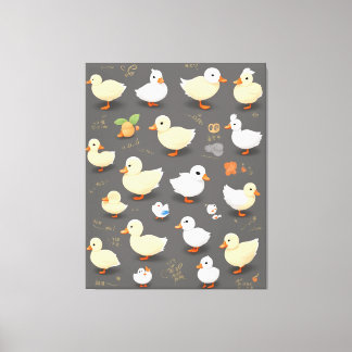 Adorable Kawaii Duck: Mehrere Vector Designs Leinwanddruck