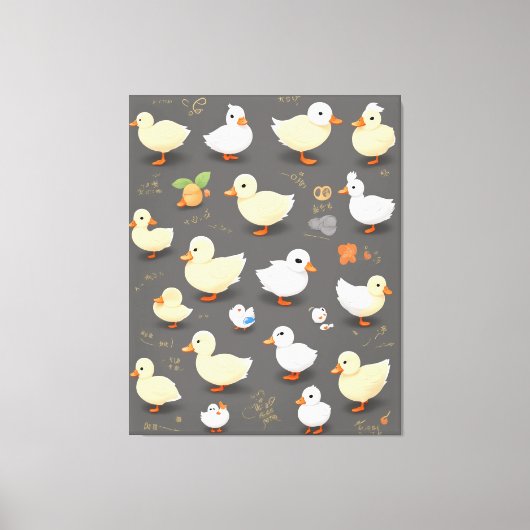 Adorable Kawaii Duck: Mehrere Vector Designs Leinwanddruck (Vorderseite)