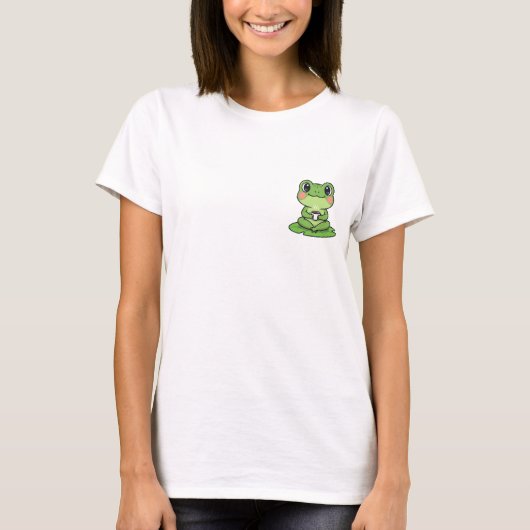 Adorable Kawaii Frog Sitting on Lily Pad T-Shirt (Vorderseite)