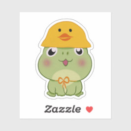 Adorable Kawaii Frog Wearing Duck Hat Aufkleber