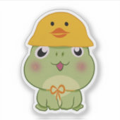 Adorable Kawaii Frog Wearing Duck Hat Aufkleber (Vorderseite)
