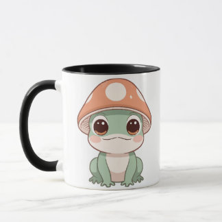 Adorable Kawaii Frosch in Mushroom Hat Kaffeemasch Tasse