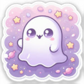 Adorable Kawaii Ghost Vinyl Sticker Niedliche Past (Vorderseite)