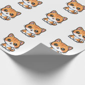 Adorable Kawaii Ginger Cat Cartoon Character Geschenkpapier (Ecke)
