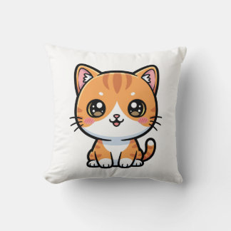 Adorable Kawaii Ginger Cat Cartoon Character Kissen