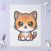 Adorable Kawaii Ginger Cat Cartoon Character Seidenpapier (Basteln)