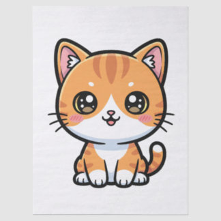 Adorable Kawaii Ginger Cat Cartoon Character Seidenpapier
