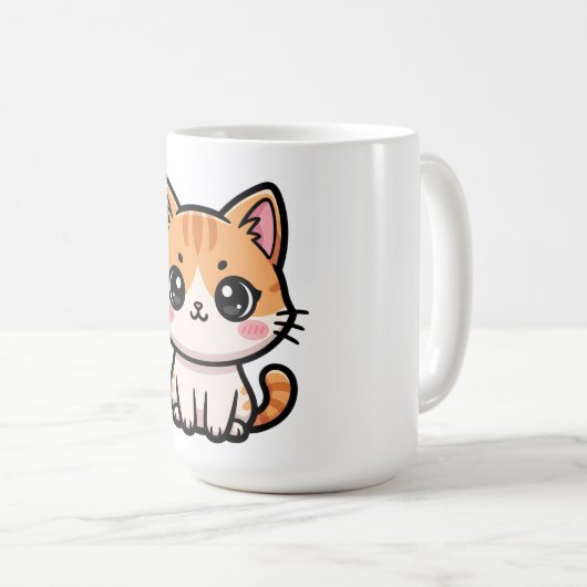 Adorable Kawaii Ginger Cat Illustration Kaffeetasse (VorderseiteRechts)