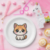 Adorable Kawaii Ginger Cat Illustration Pappteller (Party)