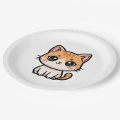 Adorable Kawaii Ginger Cat Illustration Pappteller (Schrägansicht)