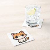 Adorable Kawaii Ginger Cat Illustration Rechteckiger Pappuntersetzer (Vor Ort)