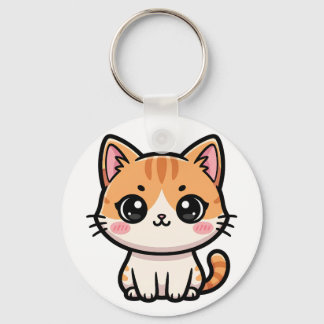 Adorable Kawaii Ginger Cat Illustration Schlüsselanhänger