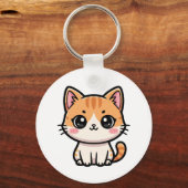 Adorable Kawaii Ginger Cat Illustration Schlüsselanhänger (Rückseite)