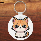 Adorable Kawaii Ginger Cat Illustration Schlüsselanhänger (Vorderseite)