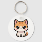Adorable Kawaii Ginger Cat Illustration Schlüsselanhänger (Rückseite)