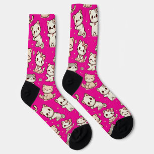 Adorable Kawaii Katze Pink Socken - Katzen Liebhab