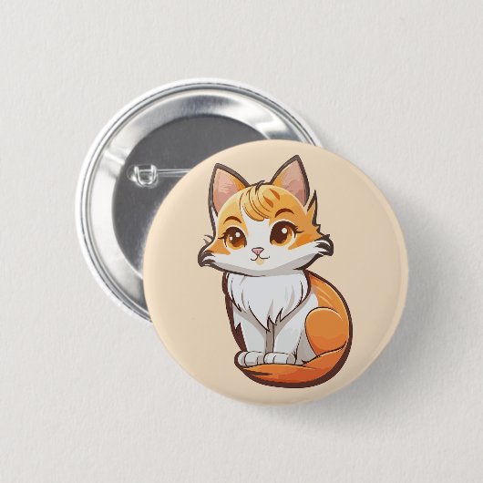 Adorable Kawaii Kitten Button (Vorne & Hinten)