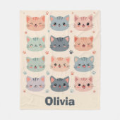 Adorable Kawaii Kitten Faces Fleecedecke (Vorderseite)