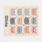 Adorable Kawaii Kitten Faces Fleecedecke (Vorderseite (Horizontal))