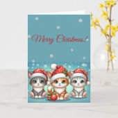 Adorable Kawaii Kitties in Santa Hats Winter Chris Karte (Gelbe Blume)