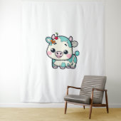 Adorable Kawaii-Kuh mit Kirsche und Bow-Design _2 Wandteppich (Beispiel)