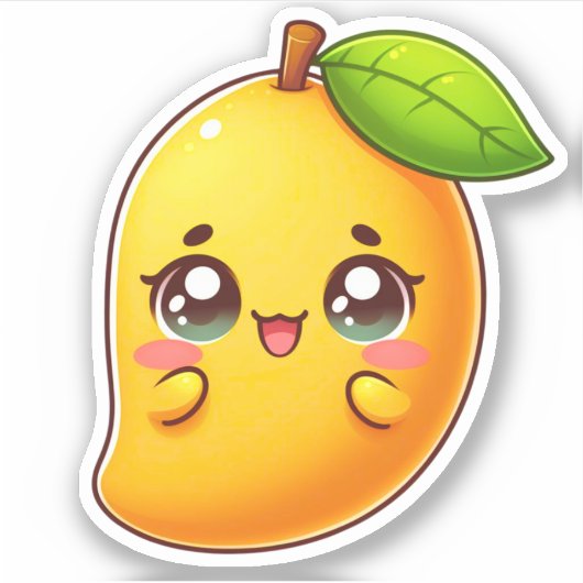 Adorable Kawaii Mango Aufkleber (Vorderseite)