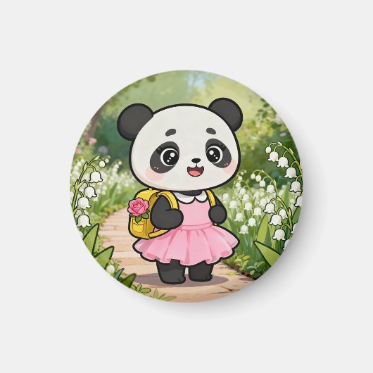 Adorable Kawaii Panda Girl on a Dreamy Path Magnet (Vorne)