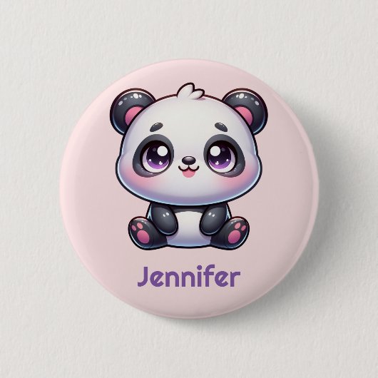 Adorable Kawaii Panda Personalisiertes Design Button (Vorderseite)