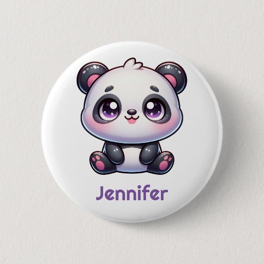 Adorable Kawaii Panda Personalisiertes Design Button (Vorderseite)