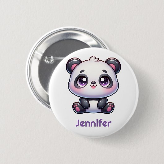 Adorable Kawaii Panda Personalisiertes Design Button (Vorne & Hinten)