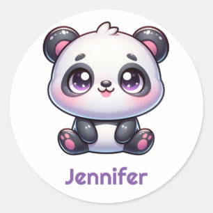 Adorable Kawaii Panda Personalisiertes Design Runder Aufkleber
