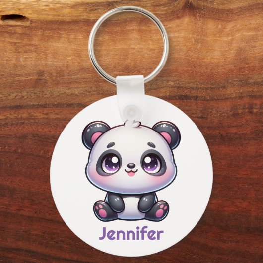 Adorable Kawaii Panda Personalisiertes Design Schlüsselanhänger (Rückseite)