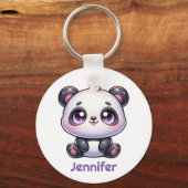 Adorable Kawaii Panda Personalisiertes Design Schlüsselanhänger (Vorderseite)