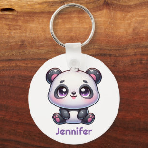 Adorable Kawaii Panda Personalisiertes Design Schlüsselanhänger